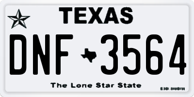 TX license plate DNF3564