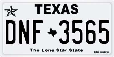 TX license plate DNF3565