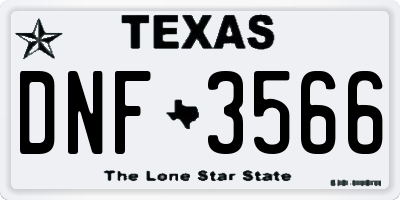 TX license plate DNF3566