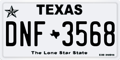 TX license plate DNF3568