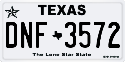 TX license plate DNF3572