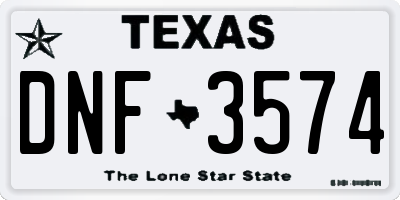 TX license plate DNF3574