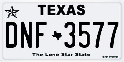 TX license plate DNF3577