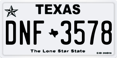 TX license plate DNF3578