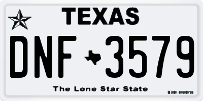 TX license plate DNF3579