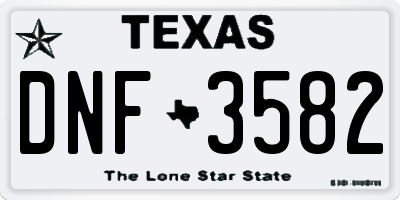 TX license plate DNF3582