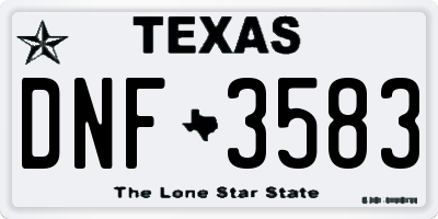 TX license plate DNF3583