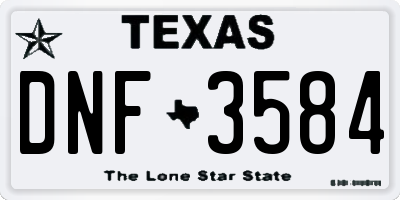 TX license plate DNF3584
