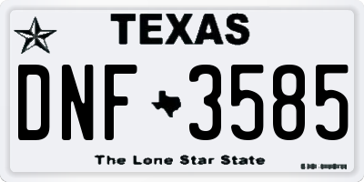 TX license plate DNF3585