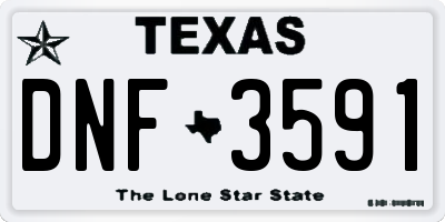 TX license plate DNF3591