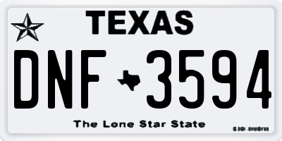 TX license plate DNF3594