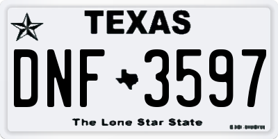 TX license plate DNF3597