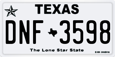 TX license plate DNF3598