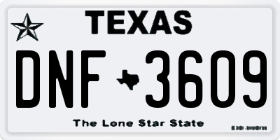 TX license plate DNF3609