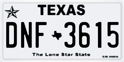 TX license plate DNF3615