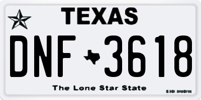TX license plate DNF3618
