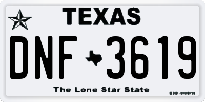 TX license plate DNF3619