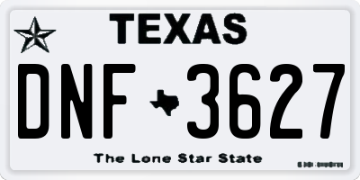 TX license plate DNF3627