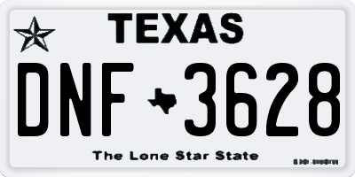 TX license plate DNF3628