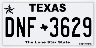 TX license plate DNF3629