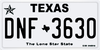 TX license plate DNF3630