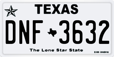 TX license plate DNF3632