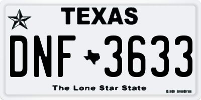 TX license plate DNF3633