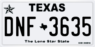 TX license plate DNF3635