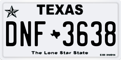 TX license plate DNF3638