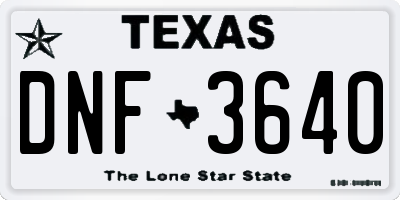 TX license plate DNF3640