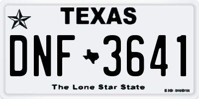 TX license plate DNF3641