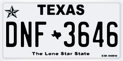 TX license plate DNF3646