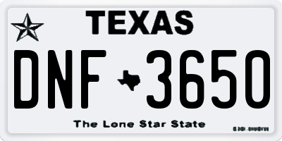 TX license plate DNF3650