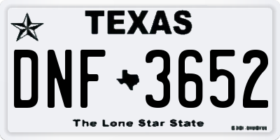 TX license plate DNF3652