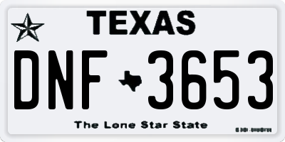 TX license plate DNF3653