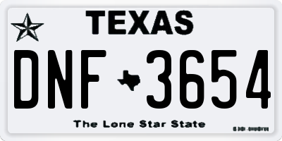TX license plate DNF3654