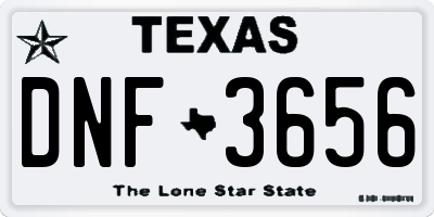 TX license plate DNF3656