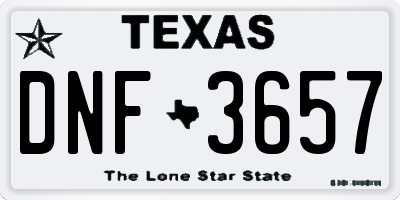TX license plate DNF3657