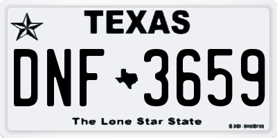 TX license plate DNF3659