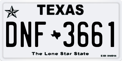 TX license plate DNF3661