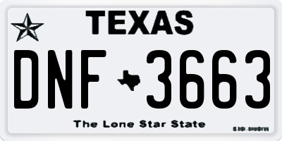 TX license plate DNF3663