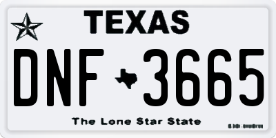 TX license plate DNF3665