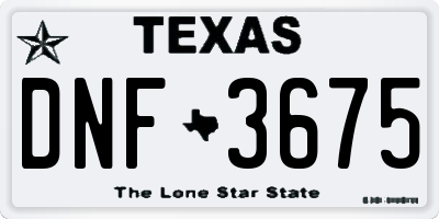 TX license plate DNF3675