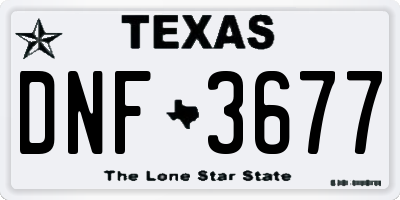 TX license plate DNF3677