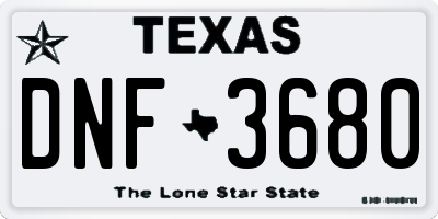 TX license plate DNF3680