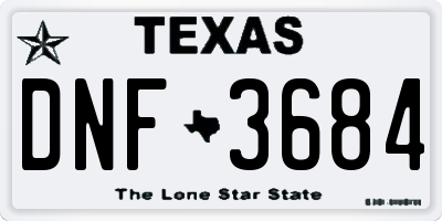 TX license plate DNF3684