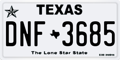 TX license plate DNF3685