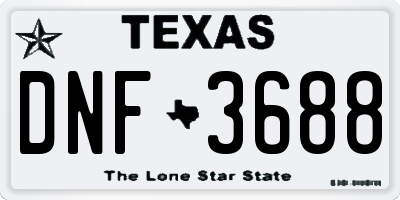 TX license plate DNF3688