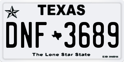 TX license plate DNF3689
