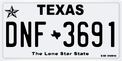 TX license plate DNF3691
